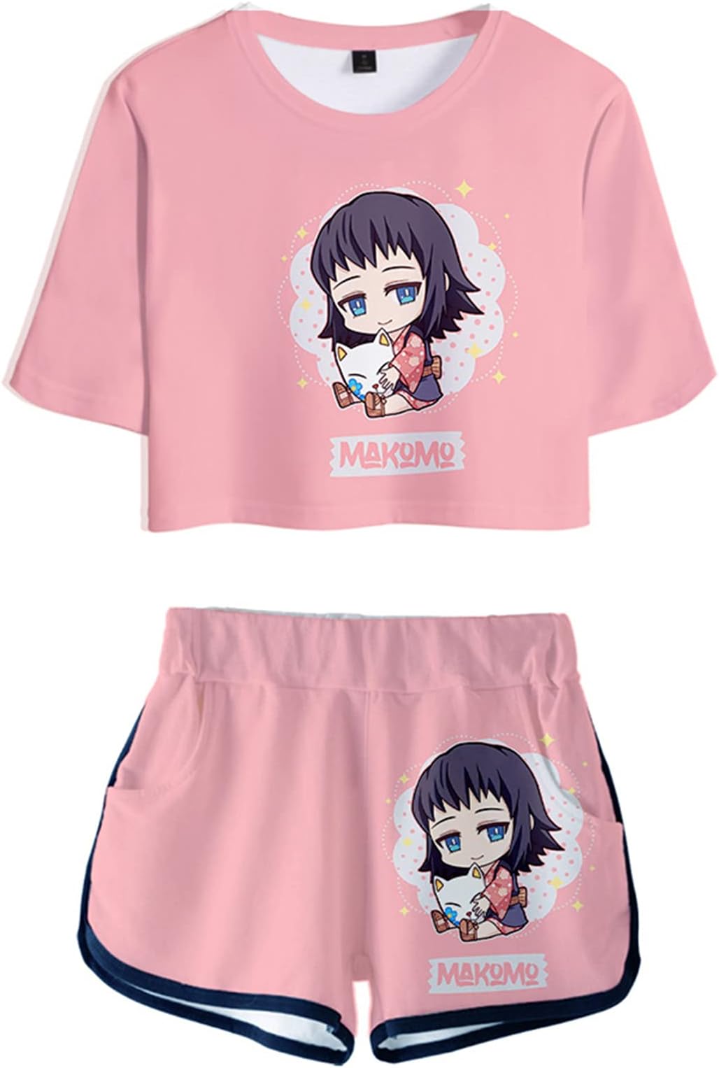 Manga Cute Crop Top Two Piece Athletic Shorts Anime Shorts Set