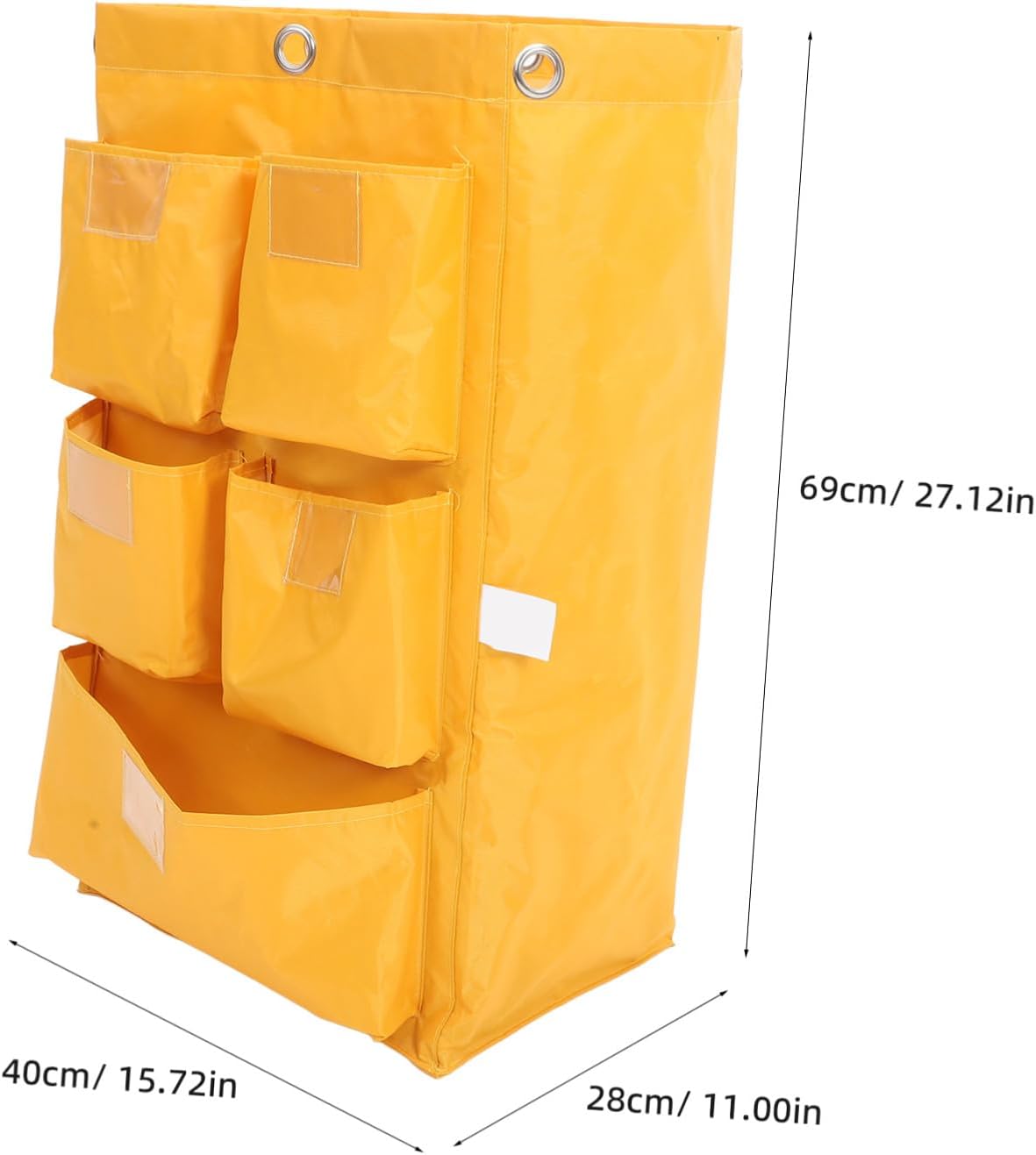 Waterproof Janitorial Bag with 5 Pockets Heavy-Duty Canvas Cleaning Trolley Storage Bag for Housekeeping Carts for Commercial Cleaning Supplies