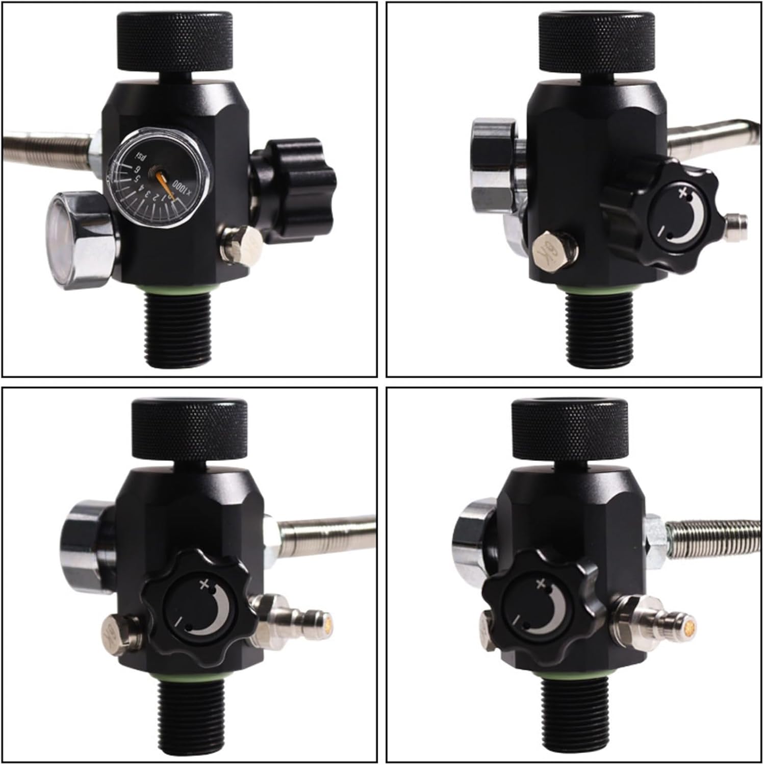QINGFAN High Pressure Scubas Tanks Valves Adapter with Double Gauges and Metal Hose Filling Station for Diving Enduring