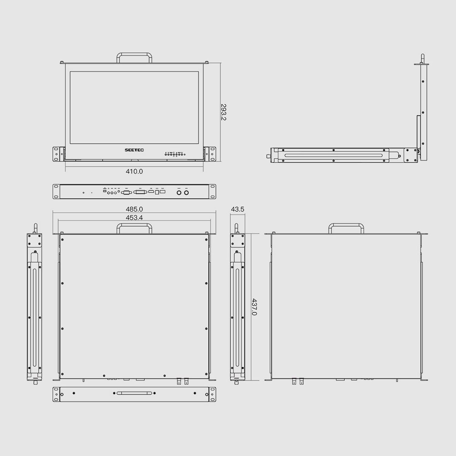 SEETEC 17.3 Inch SDI Rack Mount Monitor SC173-HSD-56 1RU Pull Out Production Monitor Full HD 1920x1080 3G-SDI HDMI
