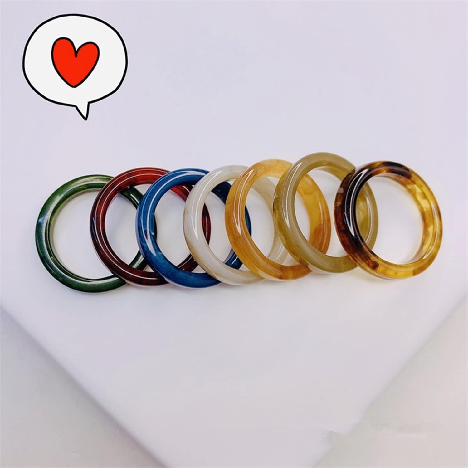 PPX 11 Pcs Resin Rings - Acrylic Chunky Aesthetic Trendy Colorful Cute Stackable jewelry, Bulk Statement Dome Thick Rings - Image 5