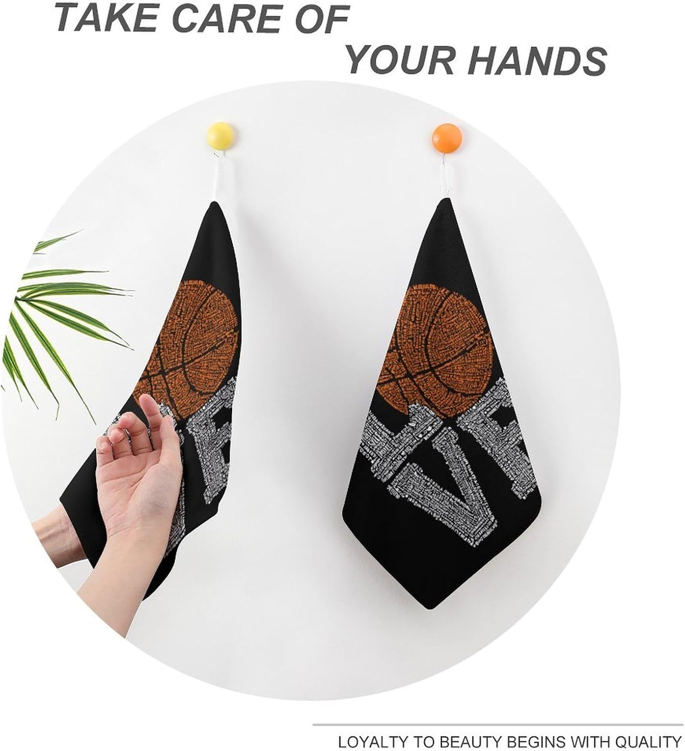 Love Basketball Hand Towels for Bathroom Handkerchief | Absorbent,with Hanging Loop,Kitchen Towels,for Home Hotel,Soft