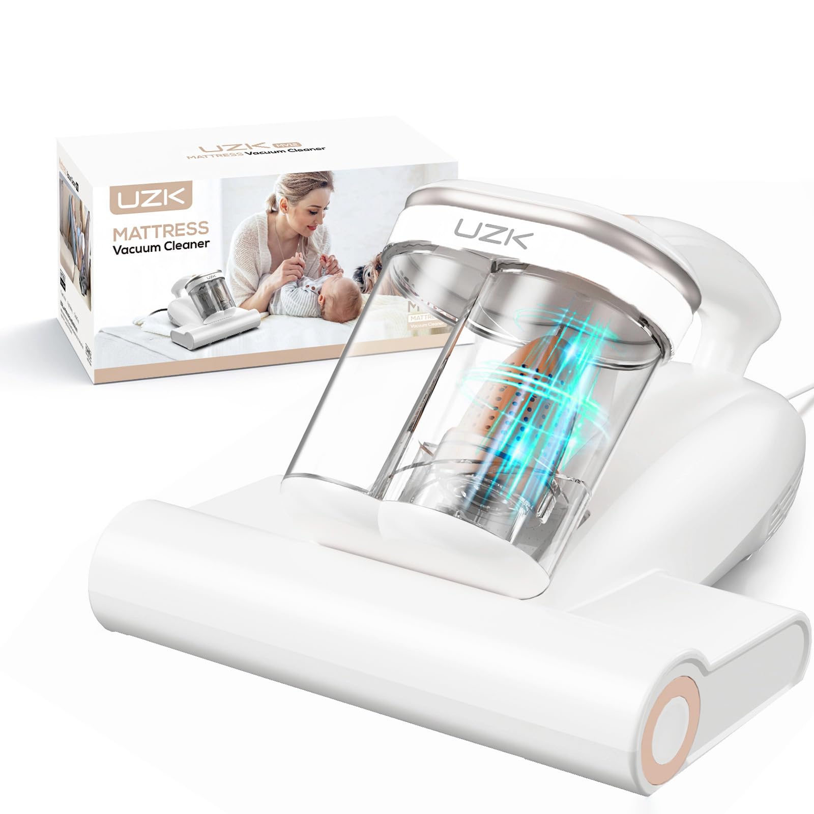 Photo 1 of Bed Vacuum Cleaner Mattress Vacuum Cleaner,16Kpa Powerful Handheld Vacuums with UV-C Light & Double Dust Cup & High Heating & Ultrasonic & HEPA Filter for Bed Sofa(Corded,Frost White)