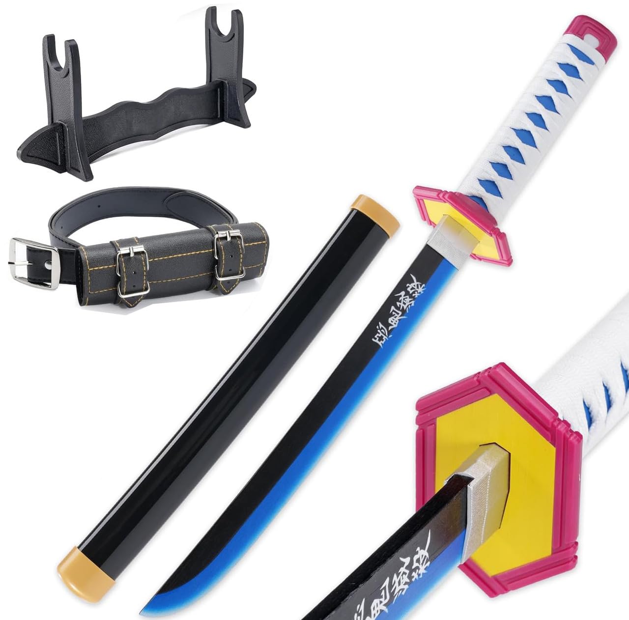 JOYFULBOX Japanese Anime Ninja Bamboo Sword Katana–22 inches(55cm)with Belt and Sword Holder for Cosplay Halloween Anime Themed Partiesand Carnival