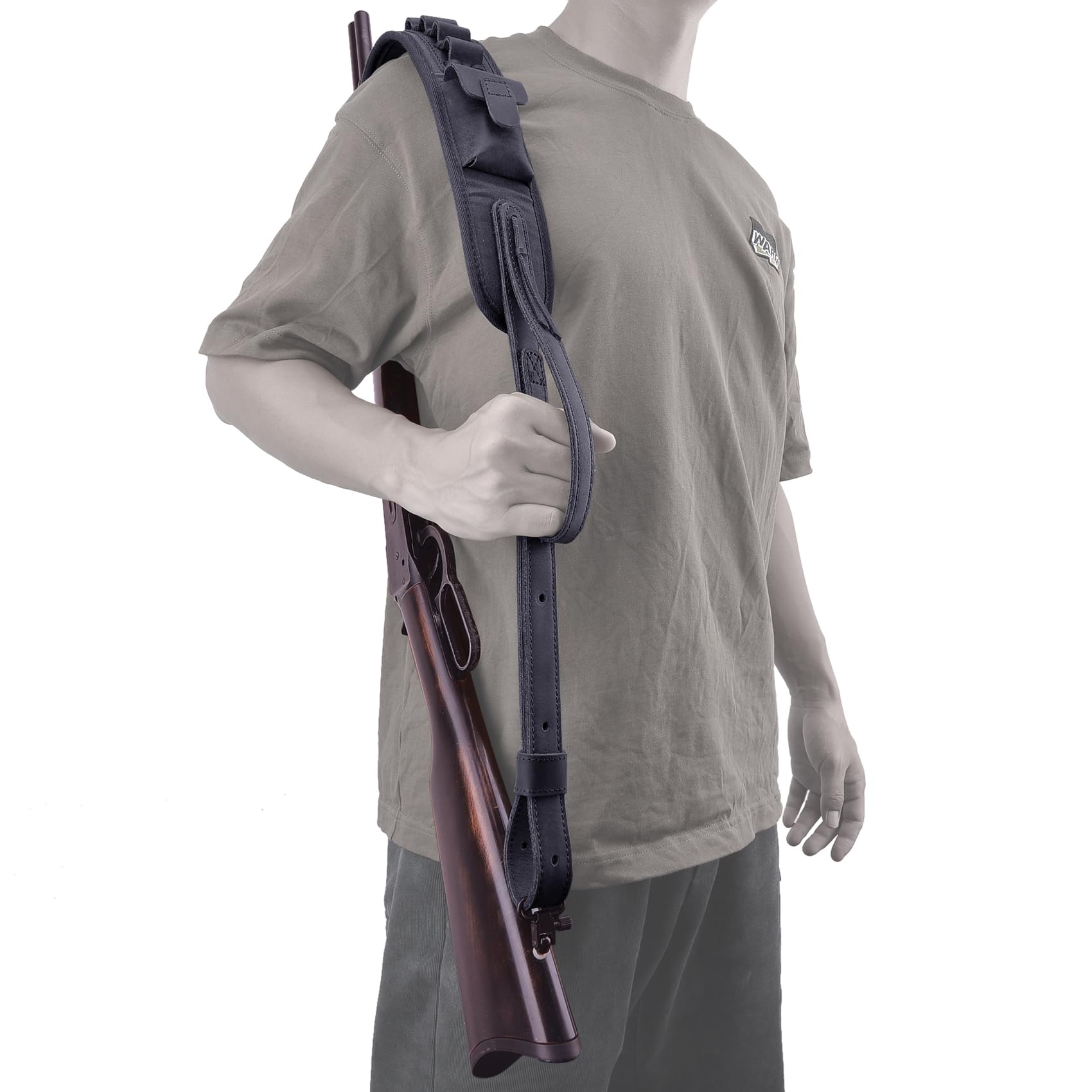 Crosse De Fusil En Cuir Avec Tampon De Recul - Compatible .308, .30-06, .357, .22LR Et Plus
