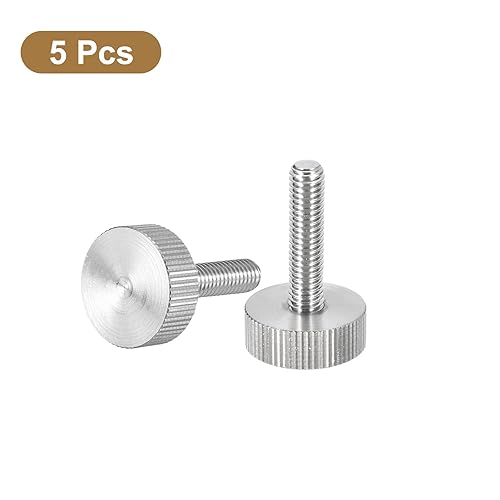 Miniatura 88 de uxcell Tornillos moleteados M3x10mm, 5 piezas de acero inoxidable 304 con cabeza moleteada plana totalmente roscada, tornillos de pulgar, pernos