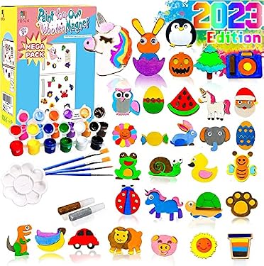 AMAZON - Y YOFUN Paint Your Own Wooden Magnet – 40 Wood Painting Craft Kit and Art Set for Kids, Art and Craft Supplies Party Favors for Boys Girls Age 4 5 6 7 8, Easter Crafts & Basket Stuffers