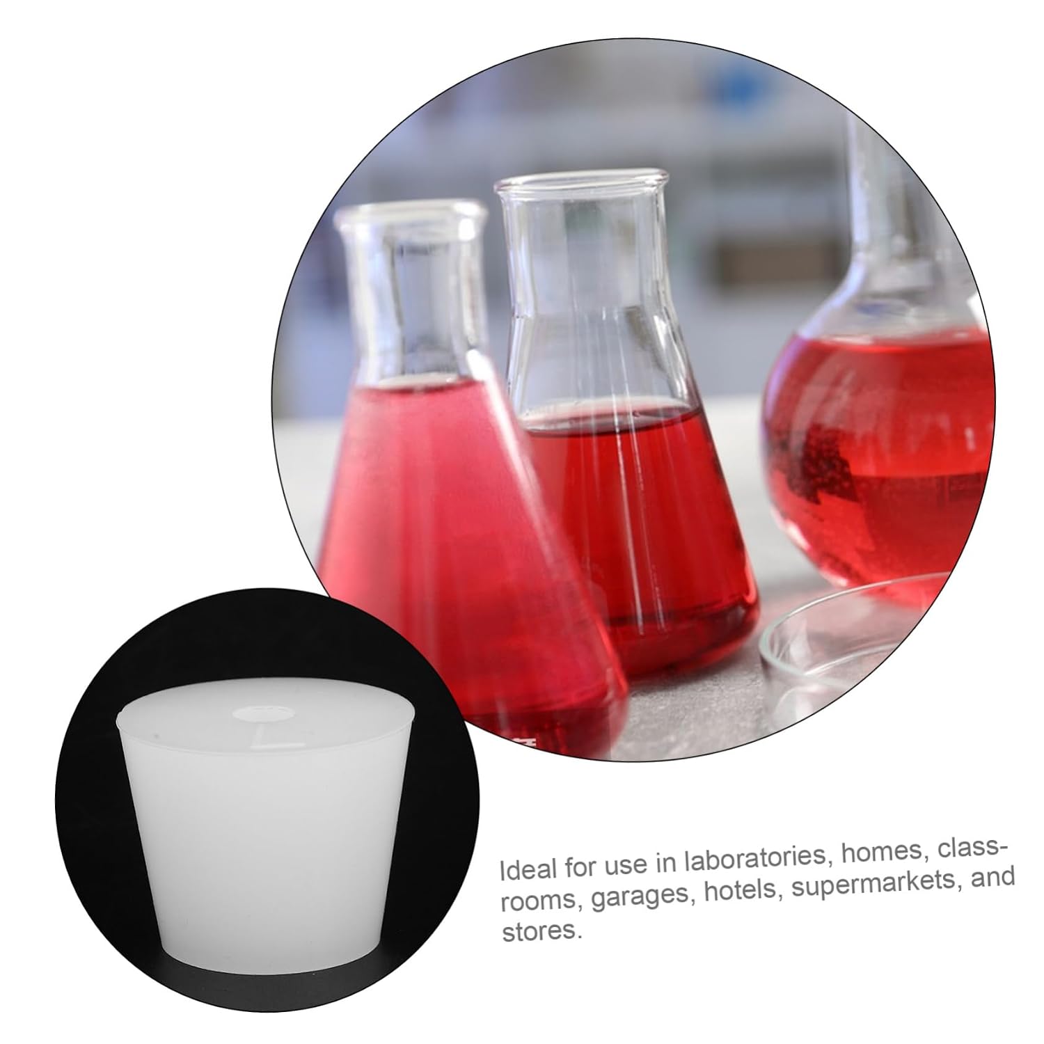Lab Kitchen Use 5 Pack Silicone Test Tube Solid Stoppers Sealing Plugs Hole for Vials and Containers