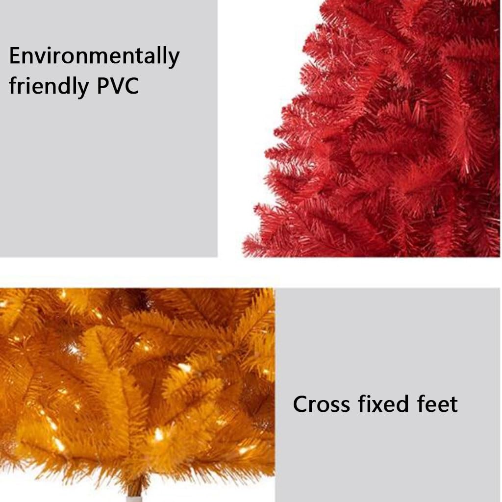 kerstboom Oranje kunstmatige kerstboom Set met standaard, boom Top Star/LED-lichtkoord/ornamenten/gemakkelijk te monteren, 4,9 ft / 5,9 ft / 6,8 ft kunstkerstboom (Grootte : 180cm/5.9 ft