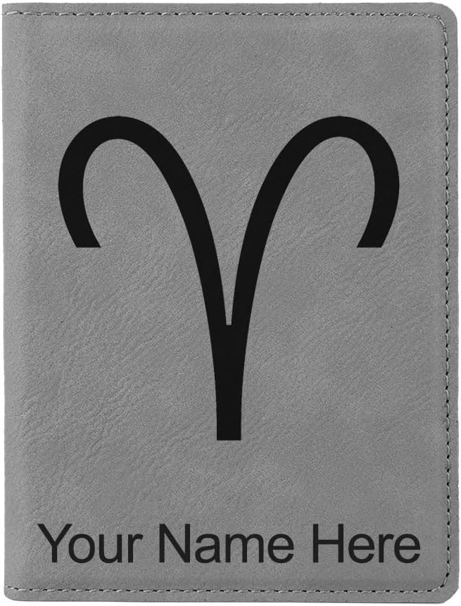 LaserGram Faux Leather Passport Holder, Zodiac Sign Aries, Personalized Engraving Included (Red)