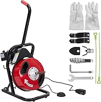 Vista 1 de Zstar Máquina limpiadora de drenaje de 50 pies x 1/2 pulgada, alimentación automática de barrena de alcantarillado con 4 cortadores e interruptor