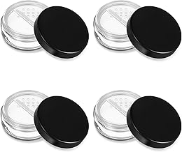 Pack of 4 Portable Powder Box Empty Reusable 10 g Loose Powder Container Empty Powder Box Transparent Empty Powder Box Set with Removable Strainer Lid for Women Girls