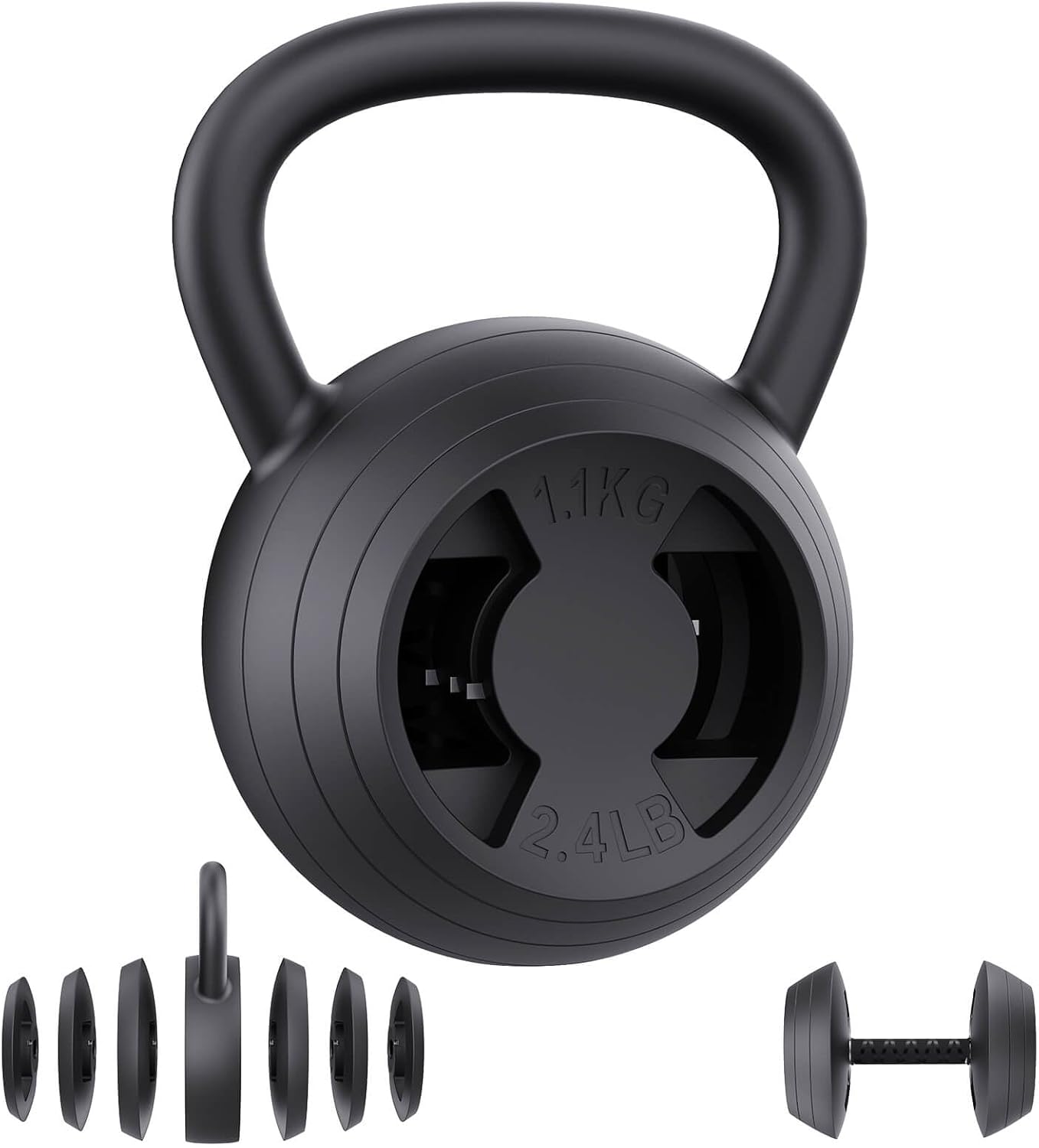 2-in-1 Adjustable Kettlebell, 15-45 LB Kettlebells Weight Set with Wide Grip, 4.8-30 LB Dumbbell Weights for Home Gym Strength Training