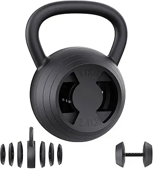 Hezeyferg 2-in-1 Adjustable Kettlebell, 15-45 LB Kettlebells Weight Set with Wide Grip, 4.8-30 LB Dumbbell Weights for Home Gym Strength Training