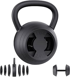 Hezeyferg 2-in-1 Adjustable Kettlebell, 15-45 LB Kettlebells Weight Set with Wide Grip, 4.8-30 LB Dumbbell Weights for Home Gym Strength Training