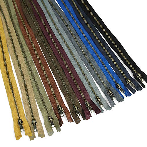 #5 Open End Zippers With Antique Brass Teeth, 20" Length, Royal Blue, Bias Bespoke Brand #TOP1