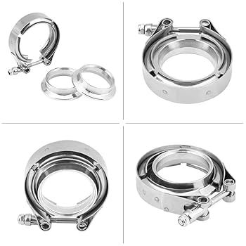 Godimg Morsetto V Band 2,5 Pollici (63.5mm),Kit Di Flangia-fascette A V,con Morsetto A V In Acciaio Inox E Flangia In Ferro,per Tubi Di Scarico Turbo