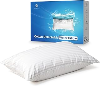 The Innovator of Water Pillow,100% Cotton, 500 Thread Count, Adjustable, Ultra-Soft, Machine Washable, Pillow for Neck Pain Relief, Ideal for All Sleep Positions (Narrow Stripe)