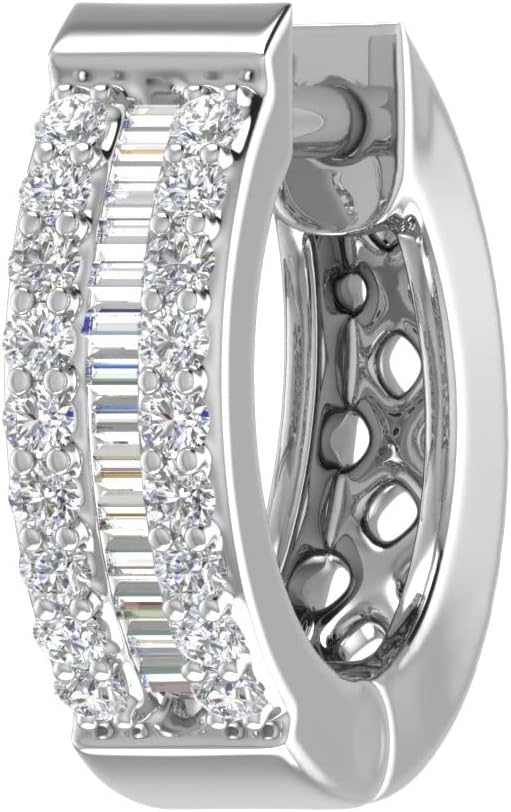 0.12 Carat Natural Diamond Hoop & Huggies earring for Women in 10K Gold (Single Piece)