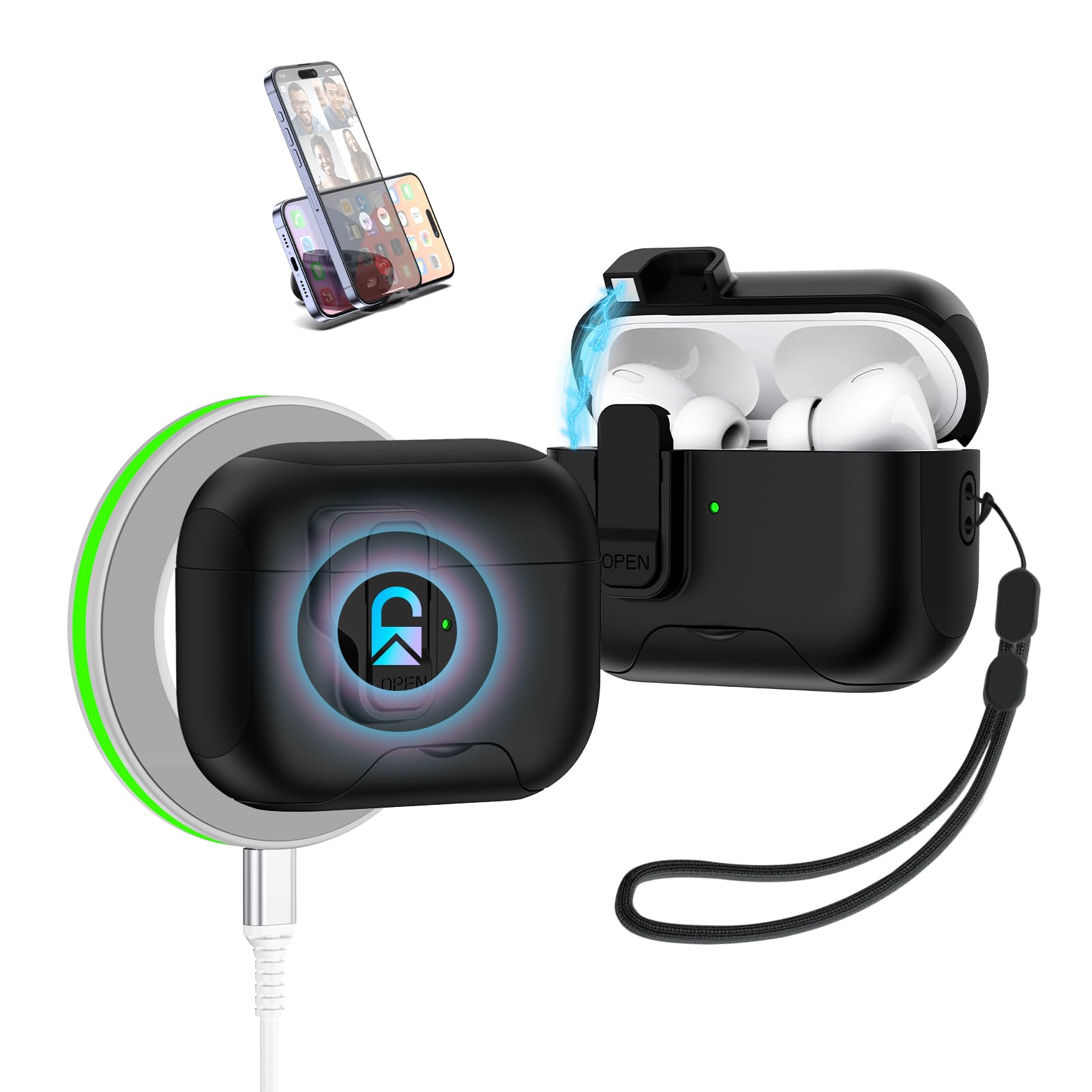 Amazon | Viviber AirPods Pro2 ケース 磁気安全ロック MagSafe対応