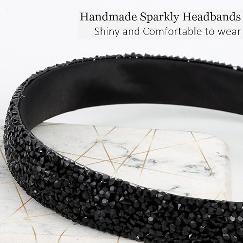 Miniatura 4 de Diadema de diamantes de imitación para mujeres y niñas, hecha a mano, con diamantes de cristal negro, diadema brillante para el cabello, accesorios