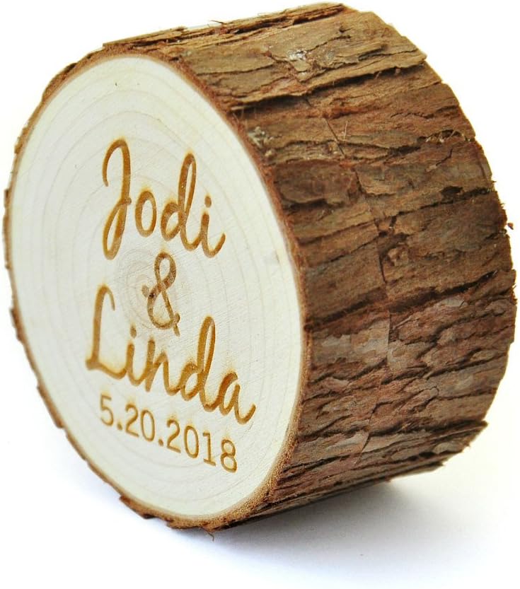 CYOIDAI Personalized Wood Wedding Ring Box with Name & Date,Wedding Ring Bearer, Custom Rustic Wedding Ring Box