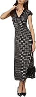 Milumia Women's Polka Dot Cap Sleeve Maxi Dress - Elegant Lace Trim V-Neck A-Line for Dates & Vacations