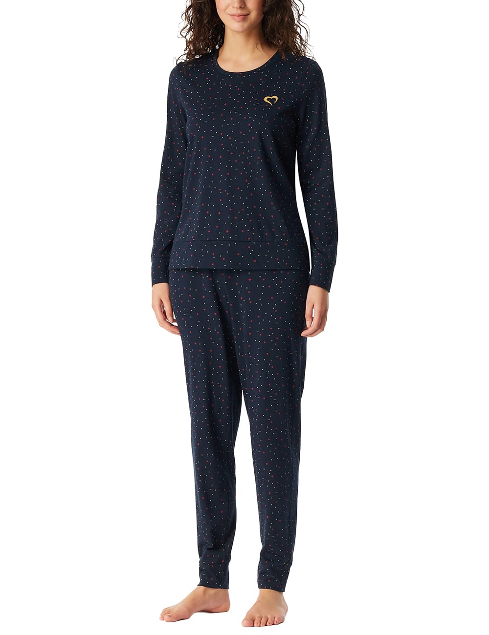 Schiesser Pidżama — zestaw Kobiety Schiesser Damen Schlafanzug Lang Mit Bündchen Baumwolle - Nightwear