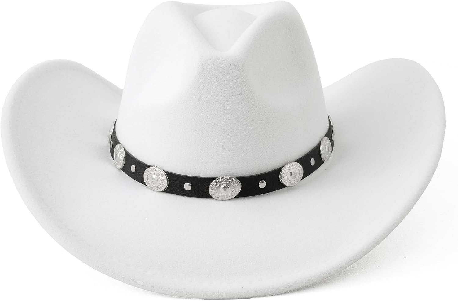 Lanzom Women Men Felt Wide Brim Western Cowboy Hats Belt Buckle Panama Hat - Image 2