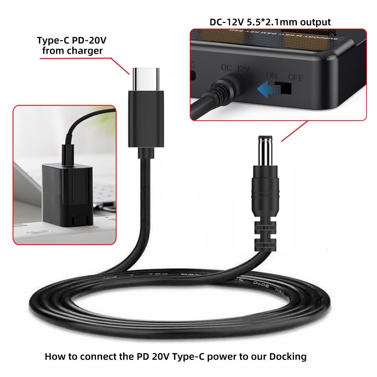 cablecc Dual-Bay Cloner 20Gbps NVME M.2 NGFF M-Key a USB-C One-Click Offline Clone Backup Enclosure Hyper Vertical Duplicator