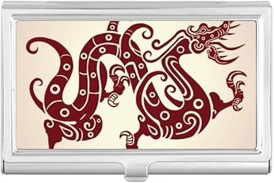 Chinese Dragon Animal Portrait Business Card Holder Case Pocket Box Wallet