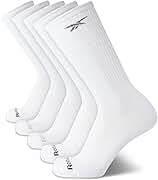 Reebok Mens Crew Socks - 5 Pack Breathable Cushioned Moisture-Wicking Athletic Performance Running Socks for Men (6-12.5)