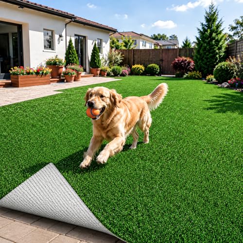 Artificial Grass Turf Rug 4x6 FT Outdoor Indoor Fake Grass Carpet Realistic Grass Turf Faux Lawn Pet-Friendly Area Rug Green Grass Rug Ideal for Patio, Balcony, Garden, Backyard, Photo Shoot Backdrop