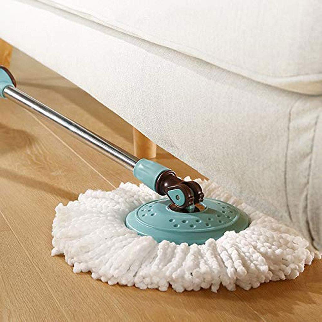 Mopa rotatoria， Juego de cubos for fregona for limpieza de pisos de cocina en casa, uso en seco y húmedo sobre baldosas de madera, con 2 cabezales de fregona de microfibra lavables.