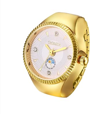 Avaner Men Women Finger Watches Elastic Band Stainless Steel Stretchy Mini Quartz Ring Watch