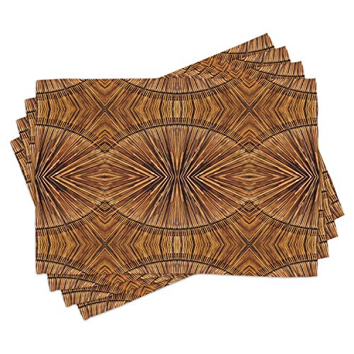 Ambesonne-Tribal-Place-Mats-Set-of-4-Boho-Bamboo-Pattern-Prehistoric-Eastern-Jagged-Wood-Style-Print-Washable-Fabric-Placemats-for-Dining-Table-Standard-Size-Ginger Ambesonne Tribal Place Mats Set of 4 Boho Bamboo Pattern Prehistoric Eastern Jagged Wood Style Print Washable Fabric Placemats for Dining Table Standard Size Ginger