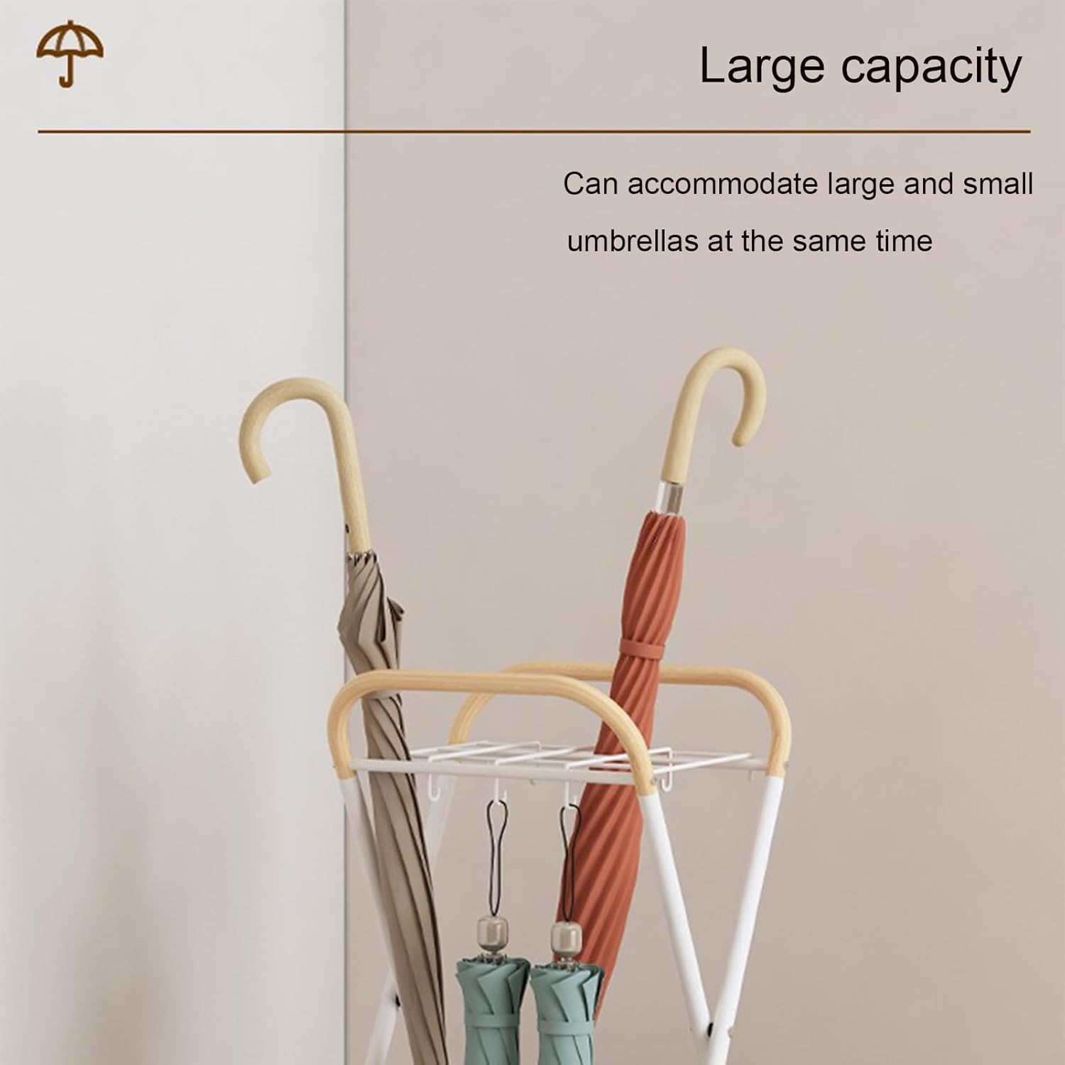 Umbrella Stand, Freestanding Holder with Drip Tray, Entryway Organizer for Home or Office