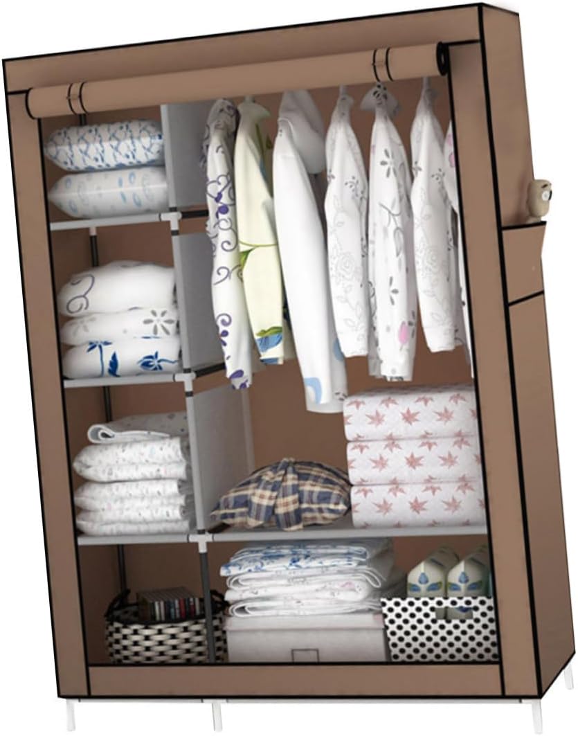 ABOOFAN Fabric Closet Storage Organizer Portable Hanging Closet Metal Tubes Joints Sturdy