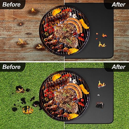 Indoor Fireplace Rug Fire Resistant 60 ×40 Inch, Hearth Rugs Fireproof Mats Fire Pit Mat for Wood Stove Fireplace, Protect Floor from Sparks Embers - Thumbnail 5