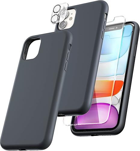 TOCOL Funda delgada de silicona para iPhone 11 de 6.1 pulgadas, ajuste preciso, antideslizante, protección contra caídas, gris espacial