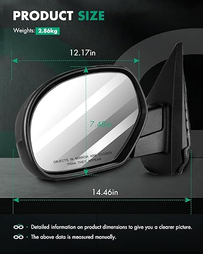 Miniatura 3 de SCITOO Espejo de visión lateral del conductor, compatible con Chevy Silverado 1500 2500 HD 3500 HD 2007-2013 para GMC Sierra 1500 2500 HD para GMC