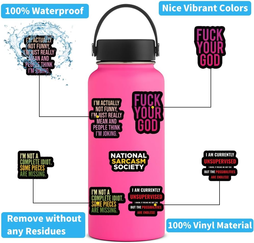 63 PCS Sarcastic Stickers - Funny Stickers for Adults with Snarky, Humorous Quotes for Water Bottle, Laptop, Phone, Hard Hat, Bumper, Gifts - Image 3
