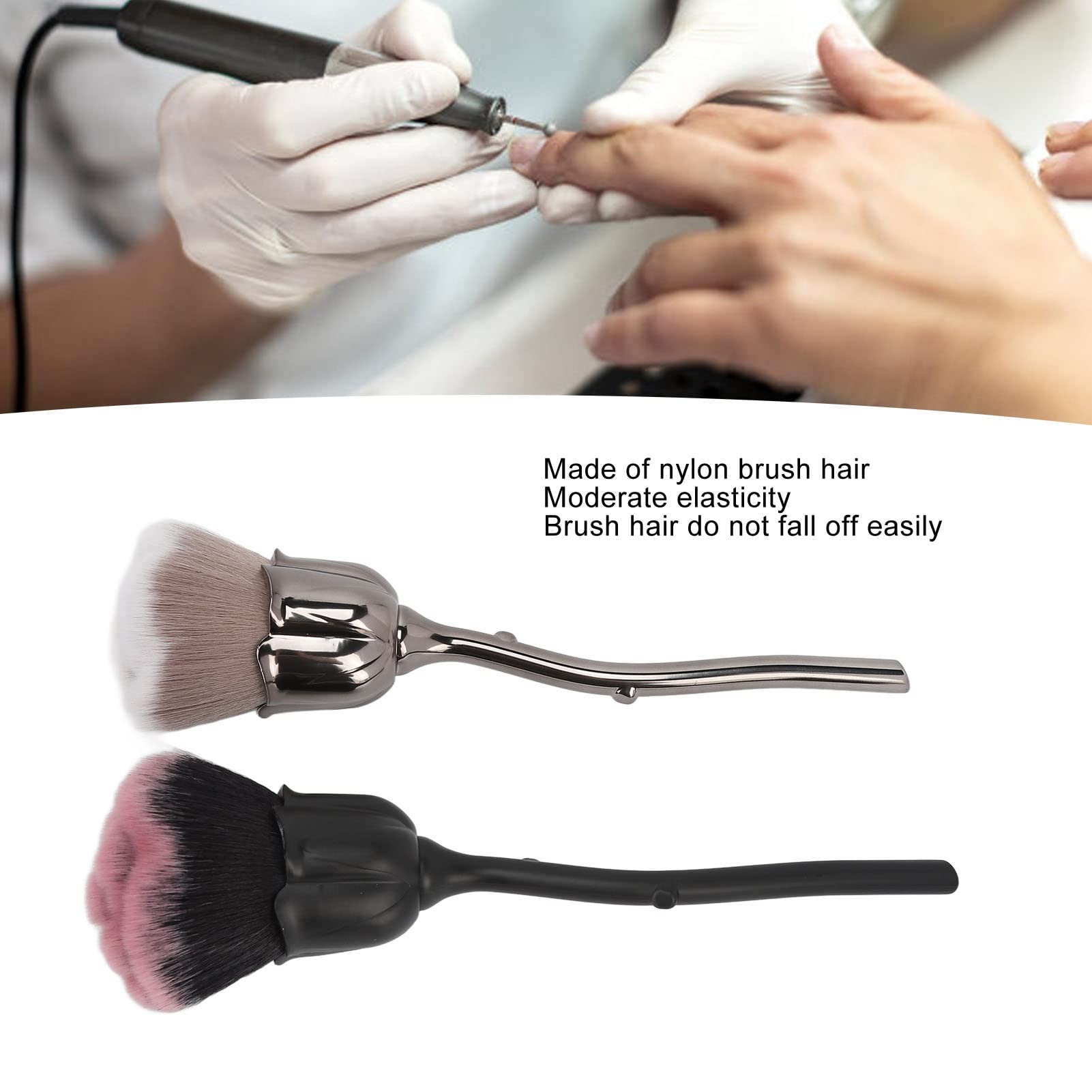 2Pcs Rose Makeup Brush, Fluffy Soft Nail Dust Brush, Powder Brush and Blush Brush for Nail Trimming ing, Makeup