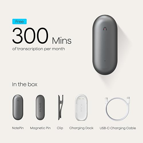 Miniatura 9 de Plaud Grabadora de voz NotePin, grabadora de voz AI, control de aplicaciones, tomador de notas AI, transcribe y resumen AI, compatible con 112 Gris