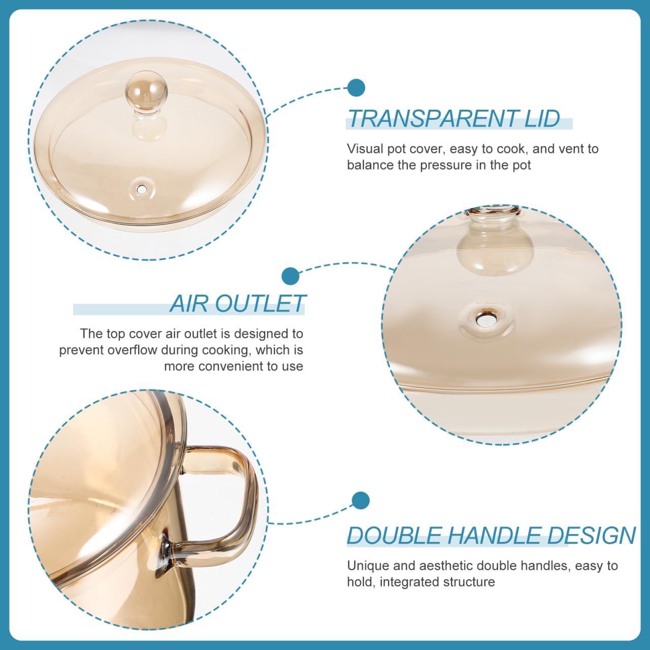 Vaguelly High Borosilicate Glass Stew Pot with Lid Heat-resistant Kitchen Cookware Double Ear Noodle Pot for Soup Instant Noodles and More Capacity for Home Cooking and Gatherings