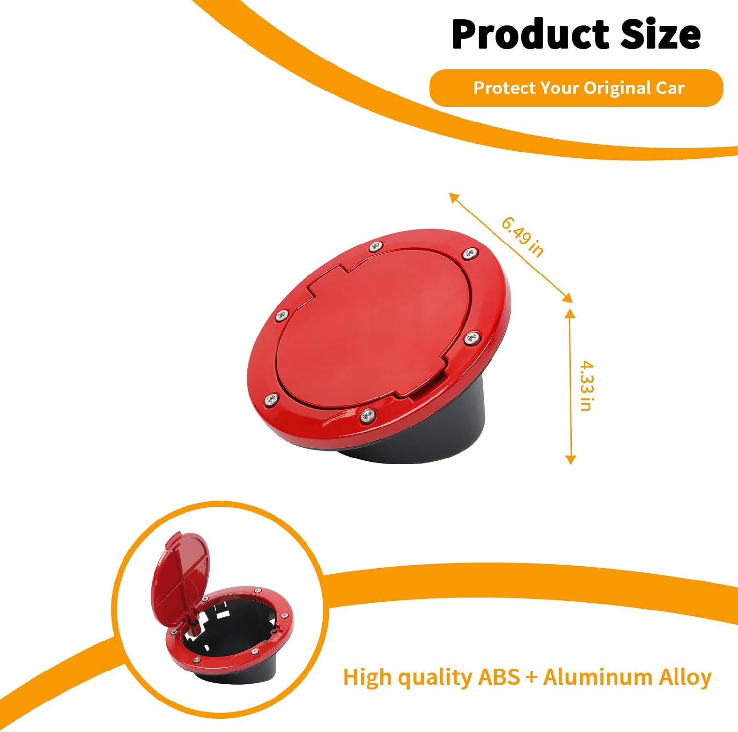 Hoolcar For JK Fuel Filler Door Cover Gas Tank Cap Cover Compatible with Jeep Wrangler JK JKU 2007-2017, Exterior Accessories, Red