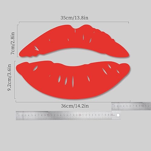Miniatura 2 de 2 juegos de calcomanías de pared 3D con espejo de labios grandes, calcomanías de pared en forma de beso, murales de acrílico autoadhesivos para