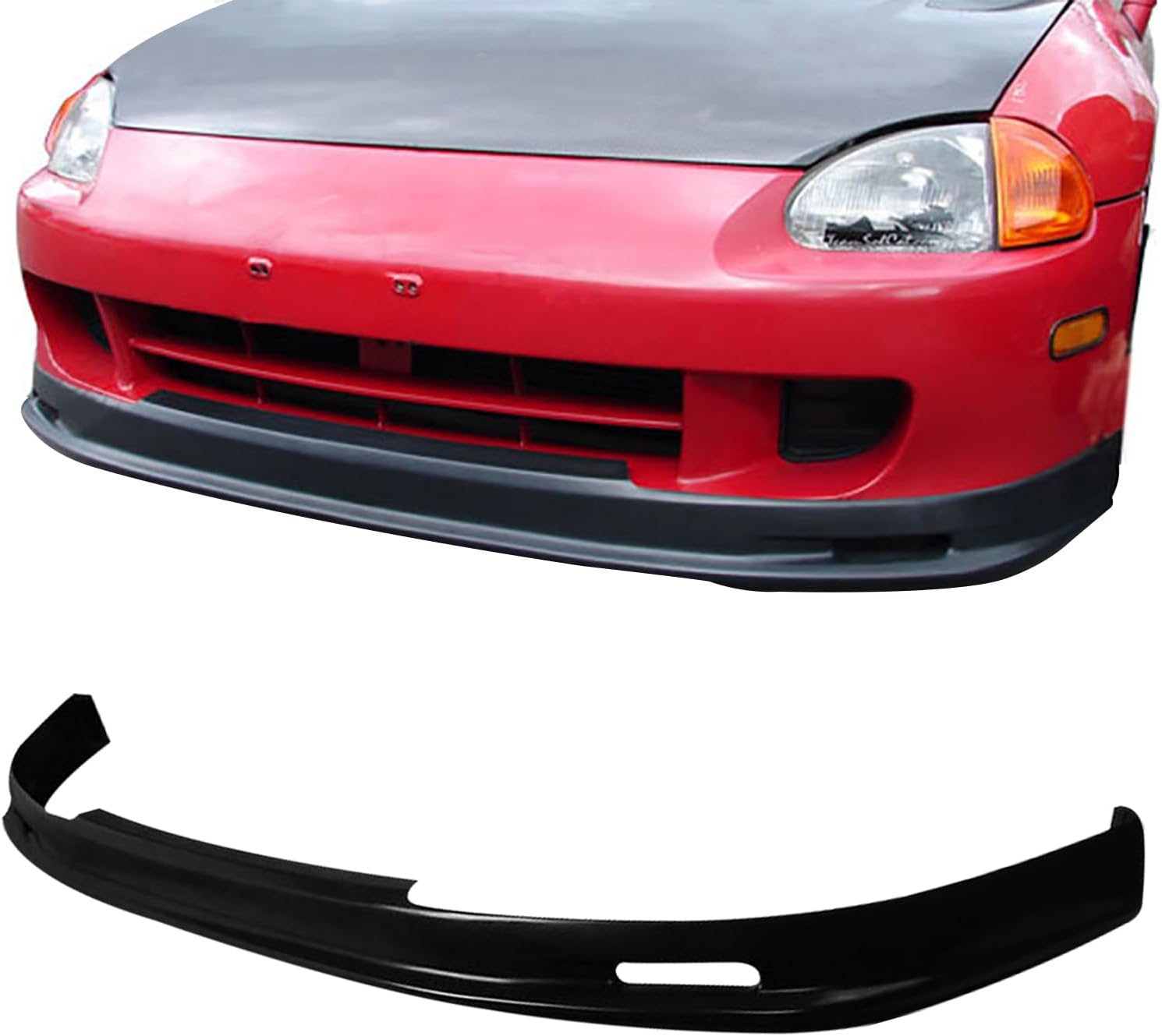 Fit 1993-1997 Honda Civic del Sol Front Bumper Lip MU Style Unpainted Black | IKON MOTORSPORTS, PU Polyurethane Air Dam Chin Spoiler Protector Splitter