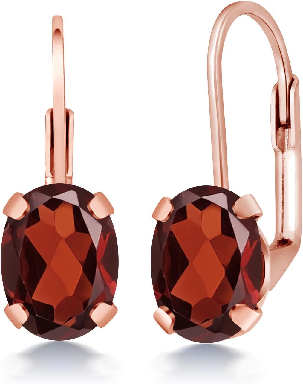 Gem Stone King 18K Rose Gold Plated Silver Red Garnet Earrings for Women | Gemstone Birthstone | Oval 8X6MM | 3 Cttw | Fine Jewelry Gifts for Her Mom Women Wife