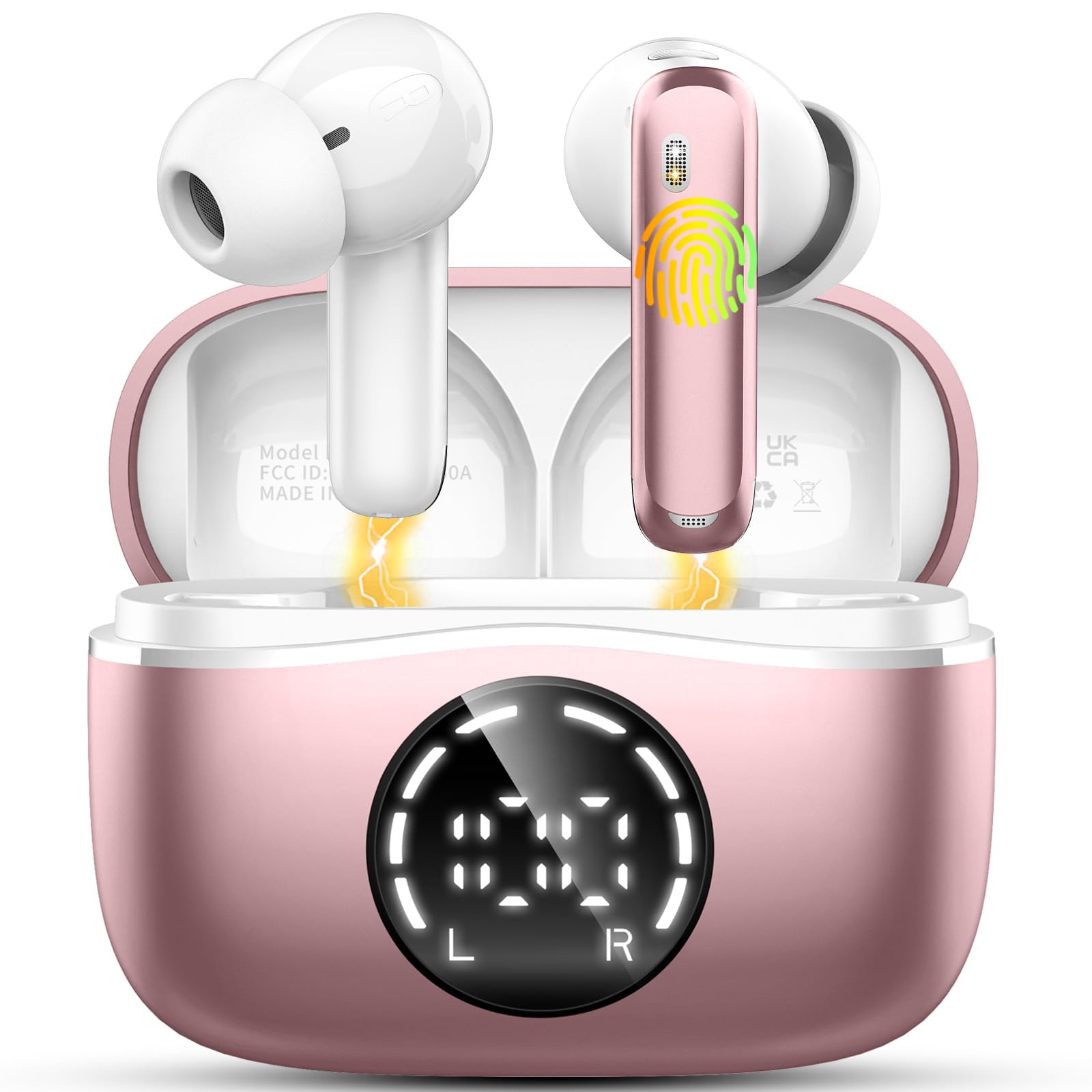 2026 Cuffie Bluetooth 5.4, Durata 50 Ore Cuffiette In Ear, Auricolari Bluetooth Stereo HiFi Con 4 ENC Microfoni Anti-Rumore, Impermeabili IP7 Cuffie Senza Fili, Cuffiette Touch Control, LED-Display